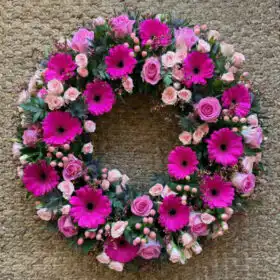 Eternal Pink Gerbera Memorial Wreath