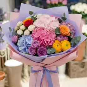 Pastel Paradise Pink & Blue Hydrangea Bouquet