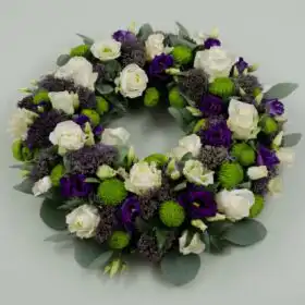 Purple and White Serenity Funeral Wreath