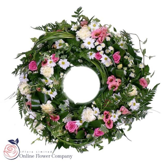 Pink and White Dried Floral Wreath