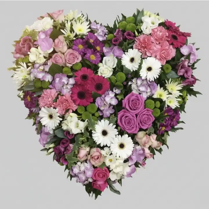 Heartbreak Eternal Tribute 1 A professional floral arrangement designed as a broken heart funeral tribute featuring white and red flowers.