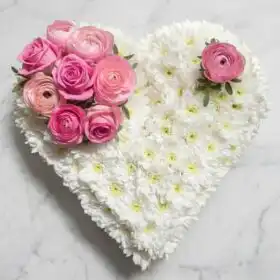 Pink & White Eternal Heart Funeral Tribute
