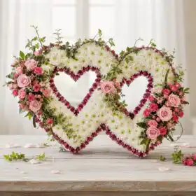 Eternal Devotion: Luxury Fresh Floral Double Heart Tribute