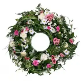 Classic Pink & White Serenity Funeral Wreath