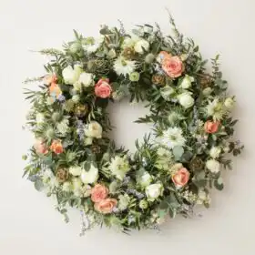 Rustic Peach Thistle Remembrance Wreath