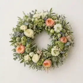 Rustic Peach Thistle Remembrance Wreath