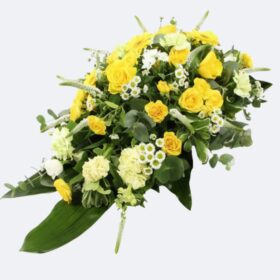 Yellow Rose and Carnation Funeral Coffin Spray