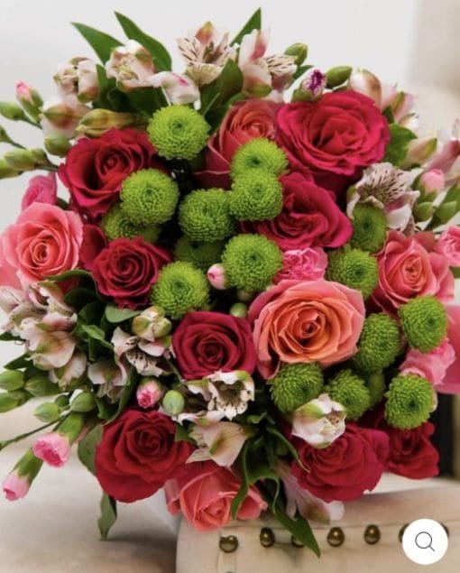 Red Rose And Green Mums Flower bouquet Next Day delivery