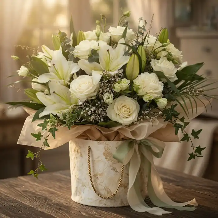 Rose, lilies Luxury Flower Gift Bag 1 Flower bouquet in gift bag