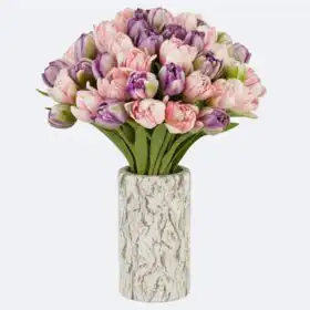 Pink and Purple Tulip Bouquet in Daphne Vase