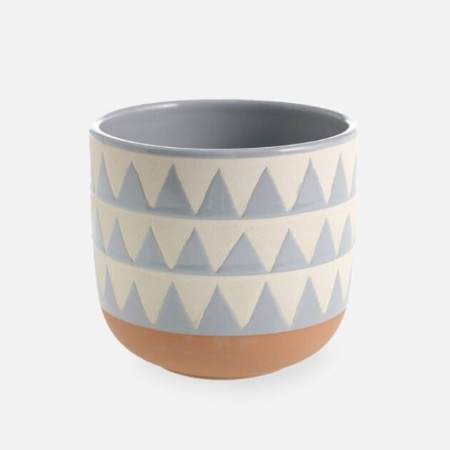 Geometric Ceramic Planter with Drainage Hole