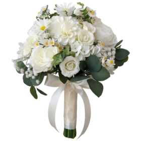 white roses daisy bouquet