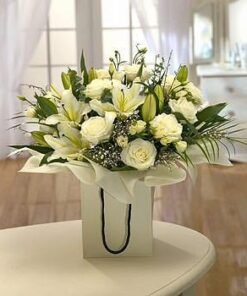 White Sympathy Flowers UK | The Sympathy White Hand Tied | Online Flower company