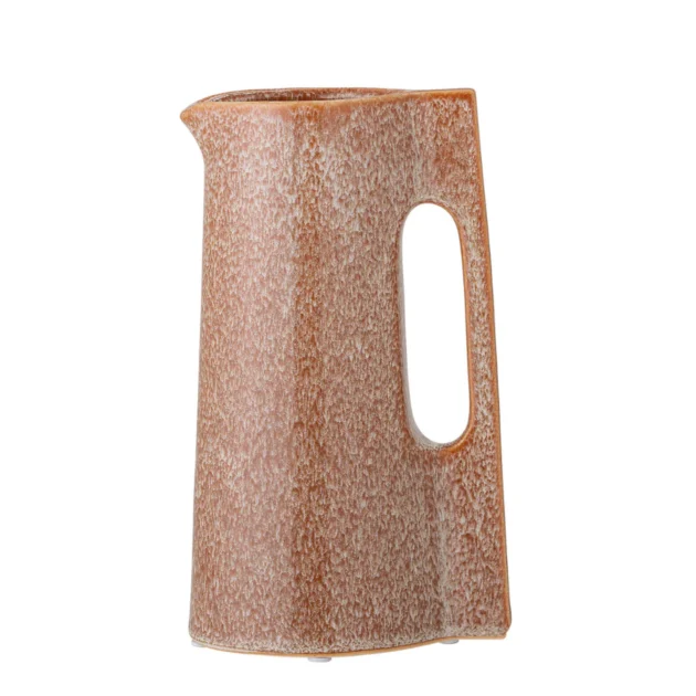 Brown Ceramic Pitcher Vase with Handle