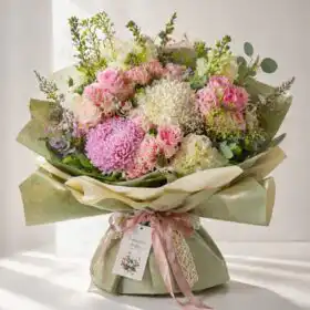 Lush Pink & White Chrysanthemum Rose Bouquet