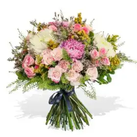 Lush Pink & White Chrysanthemum Rose Bouquet