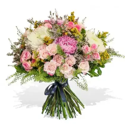 Lush Pink & White Chrysanthemum Rose Bouquet