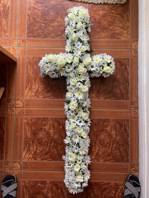 7ft Funeral Cross Arrangement