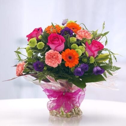 Gerbera and Rose Bouquet - Vibrant Pink Gerbera Daisies and Roses for Special Occasions