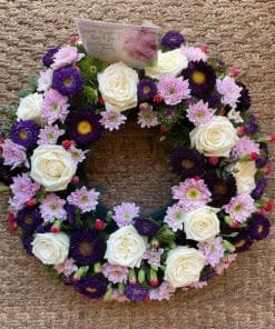 Purple and White Seasonal Wreath