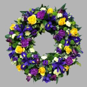 Yellow and Blue Wreath for Funeral