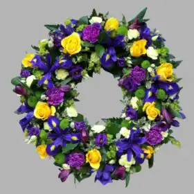Yellow and Blue Wreath for Funeral
