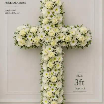White Rose & Chrysanthemum Funeral Cross