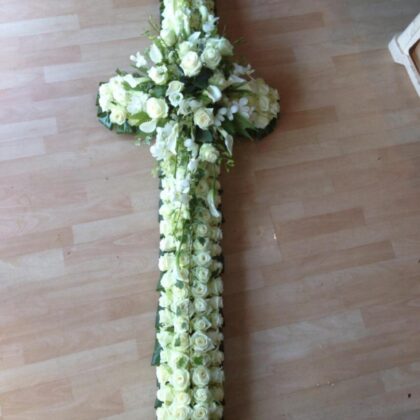 7ft funeral roses cross | Funeral Standing Cross Flower Arrangements | Funeral Crosses, Wreaths, Hearts, Sympathy Flowers