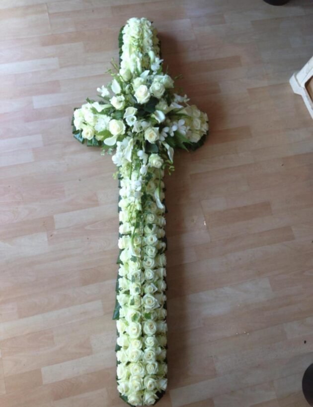 7ft funeral roses cross | Funeral Standing Cross Flower Arrangements | Funeral Crosses, Wreaths, Hearts, Sympathy Flowers