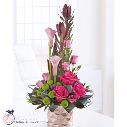 Pink Rose and Calla Lily Arrangement