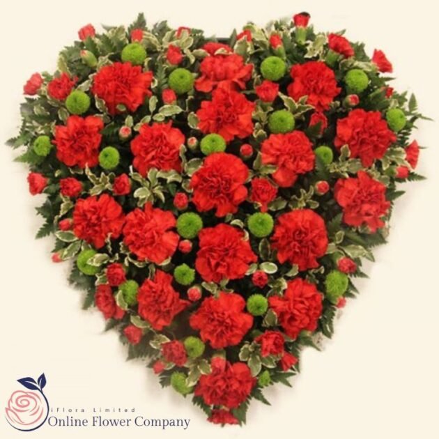 Red Rose Heart Funeral Flower