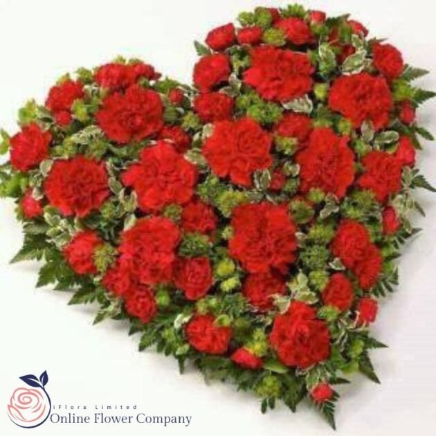 Red Rose Heart Funeral Flower