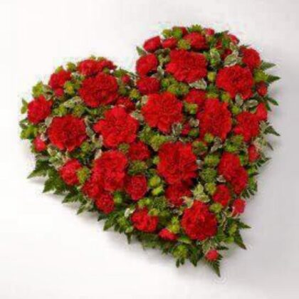 Red Rose Heart Funeral Arrangement | Red Rose Heart Tribute | Online Flower Company