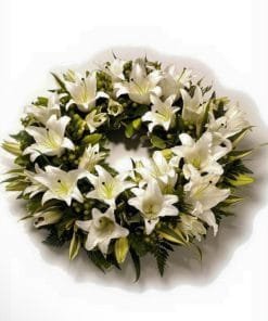 White lily wreath flowers delivery in uk & london - Online flower company