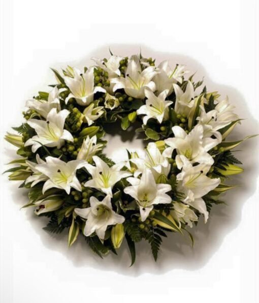 White lily wreath flowers delivery in uk & london - Online flower company