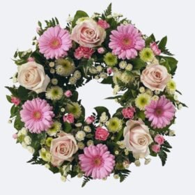 Pink and Cream Funeral Wreath