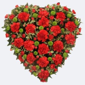 Red Carnation Heart Funeral Tribute