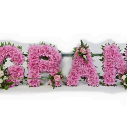 Cheap Price Gran 4 Letter Flowers Tribute | 4 Letter Tribute | Gran Funeral wreath | Online Flower Company