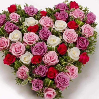 Cheap Price Pink Rose Funeral Heart Tributes | Wreaths | Flowers