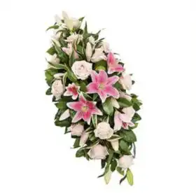Radiant Pink Lily & Rose Funeral Casket Spray