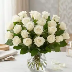 The Luxurious 18 White Rose Bouquet