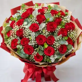 Two Dozen Luxury Red Roses Bouquet