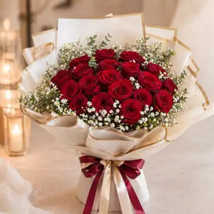 25 red roses bouquet