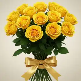 10 Yellow Rose flowers bouquet