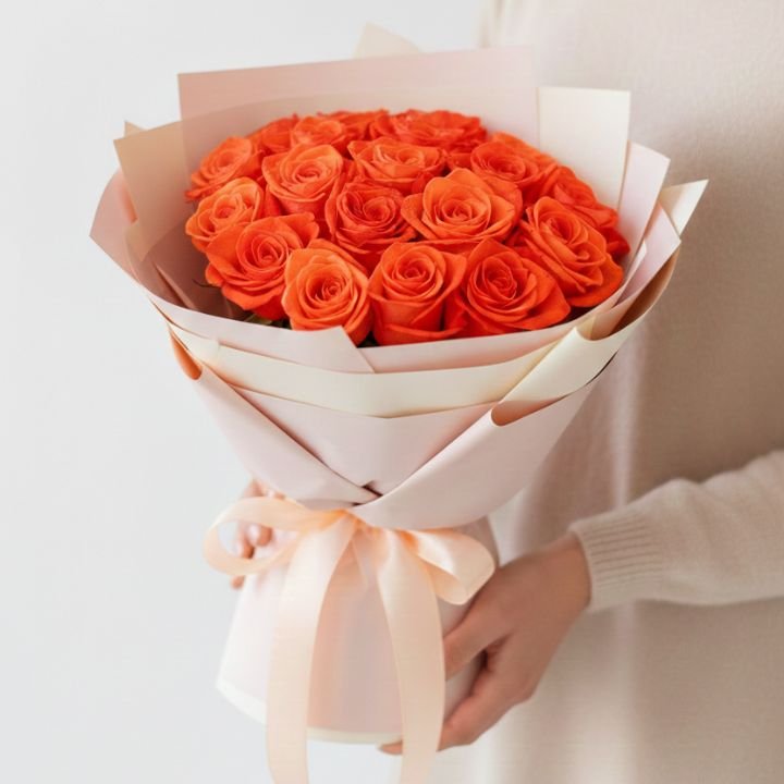 Bright Orange Rose Bouquet Delivery 1 Bright Orange Rose Bouquet Delivery