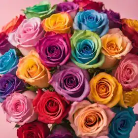 Hand-Tied Luxury Bouquet of Rainbow Roses