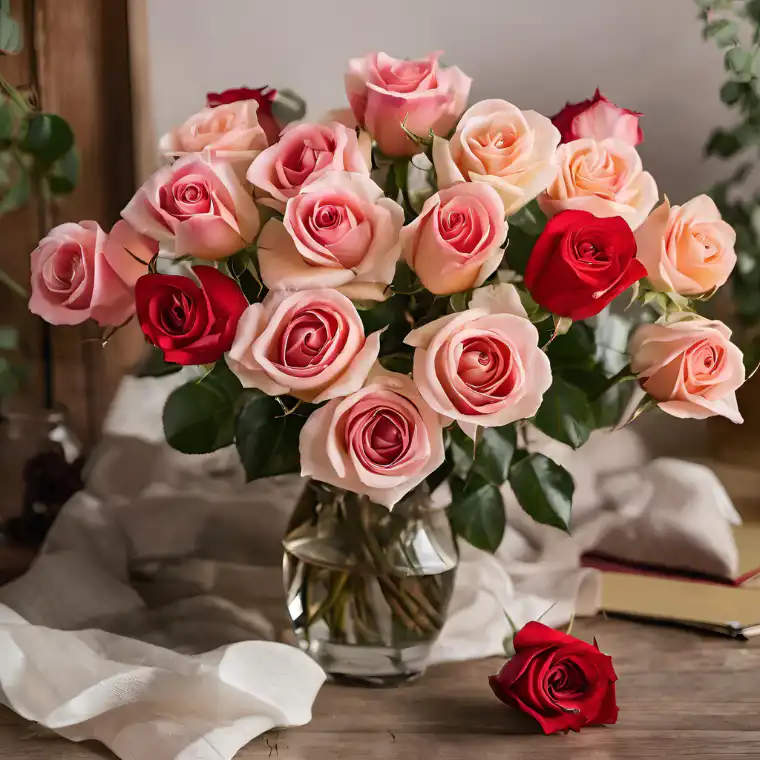 Radiant Pastel Pink Rose Bouquet in Luxury Glass Vase 2 Radiant Pastel Pink Rose Bouquet in Luxury Glass Vase - Image 2