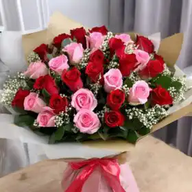 Blissful Pink & Red Roses Burst