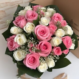 The White and Red Rose Lady Day Flower Delivery bouquet features a stunning combination of white and red roses, beautifully arranged and perfect for Lady Day. Delivered fresh with next-day UK delivery, enjoy our secure payment and order tracking services.