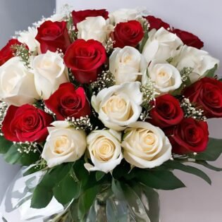 Celebrate Women's Day with Beautiful Red and White Roses